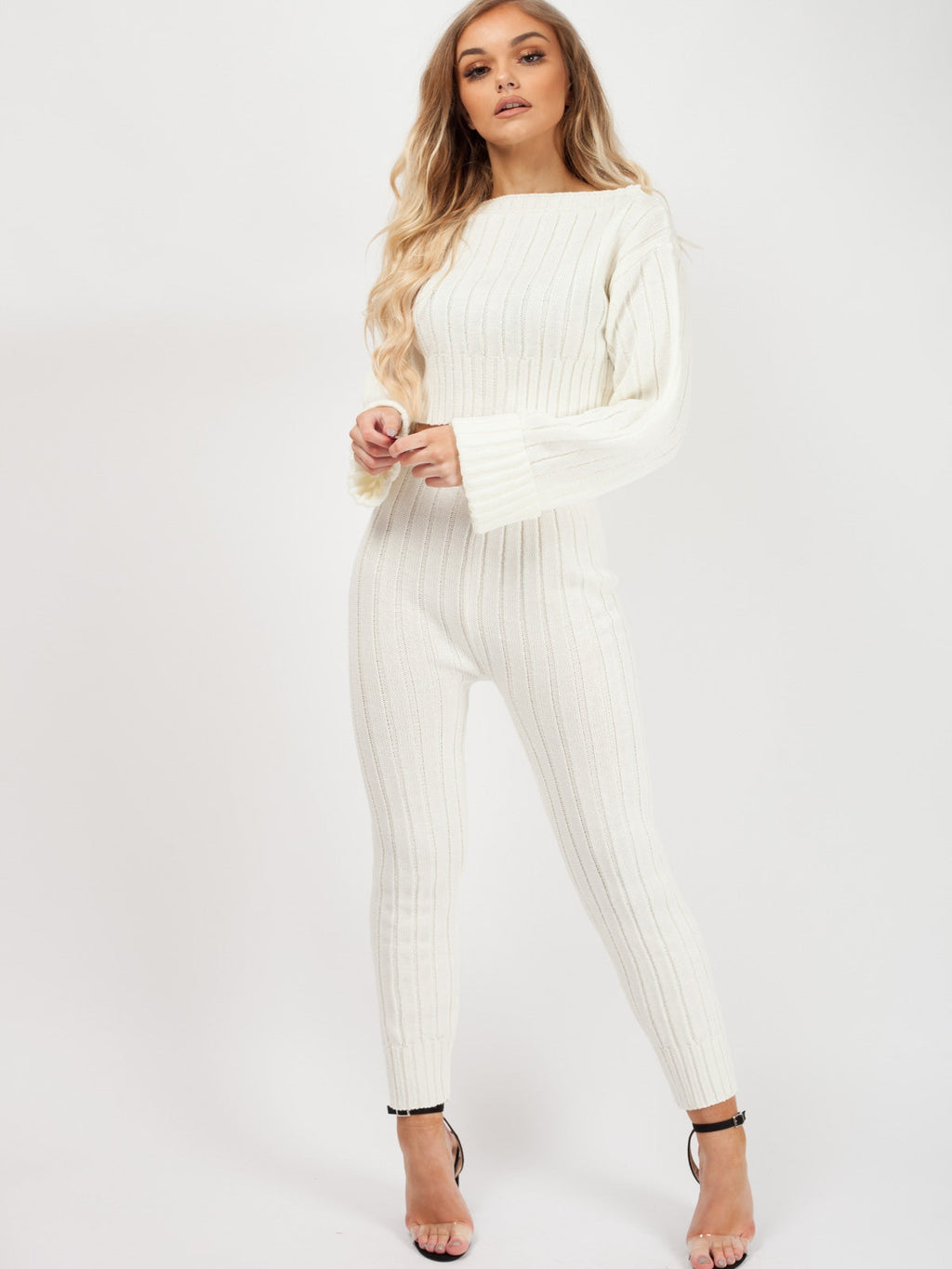 Ribbed Knitted Crop Top & Bottom Loungewear