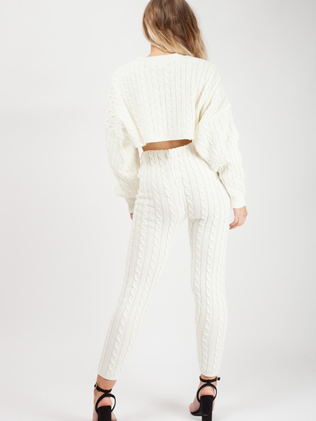 Oversized Cable Knit Crop Top & Trouser Co-ord
