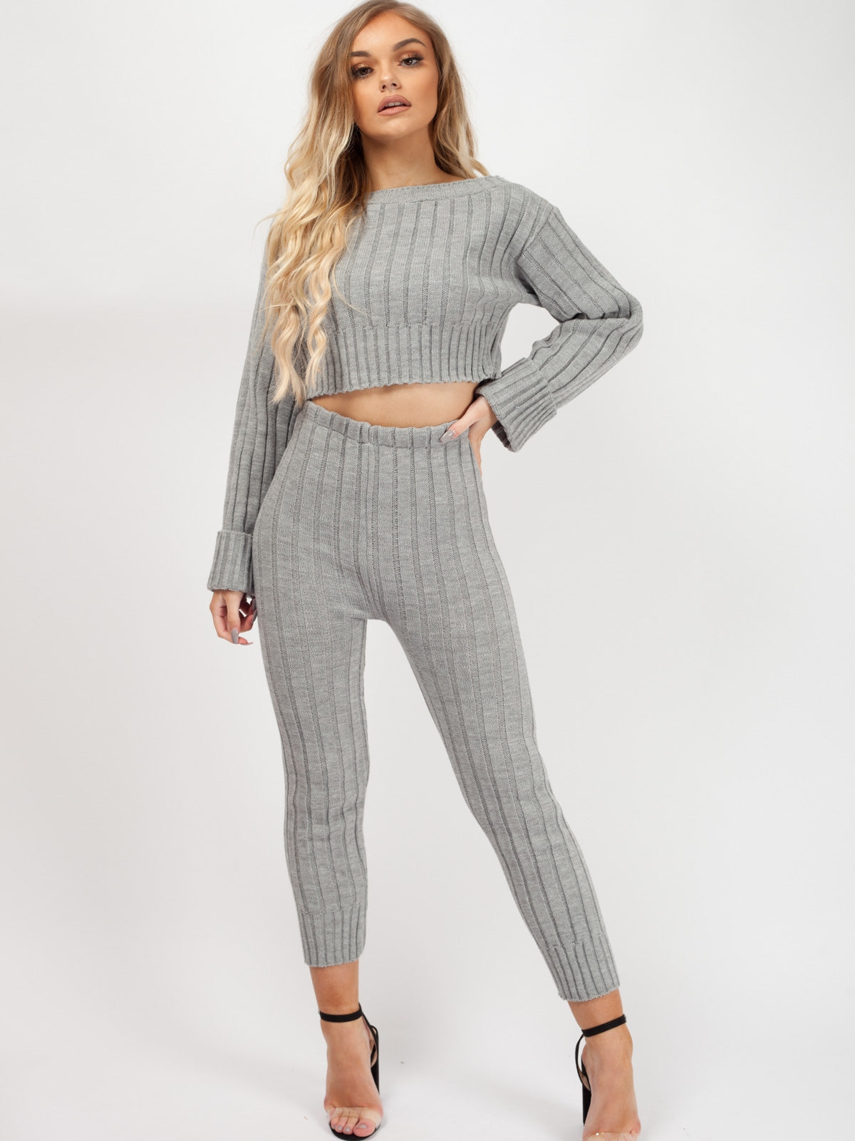 Ribbed Knitted Crop Top & Bottom Loungewear