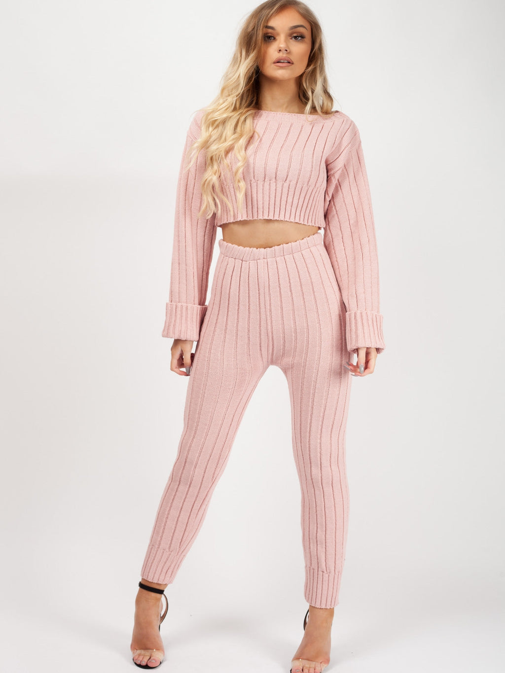 Ribbed Knitted Crop Top & Bottom Loungewear