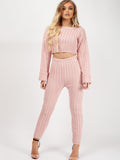 Ribbed Knitted Crop Top & Bottom Loungewear