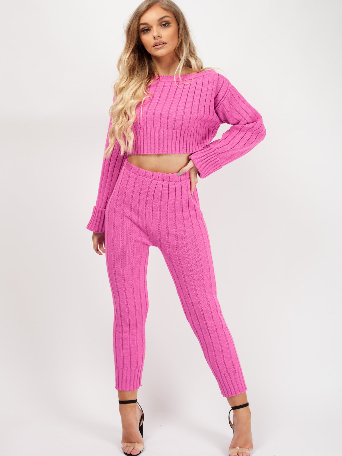 Ribbed Knitted Crop Top & Bottom Loungewear