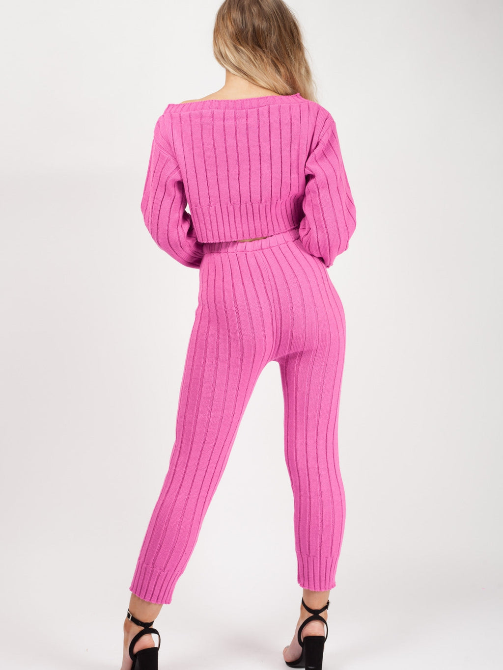 Ribbed Knitted Crop Top & Bottom Loungewear