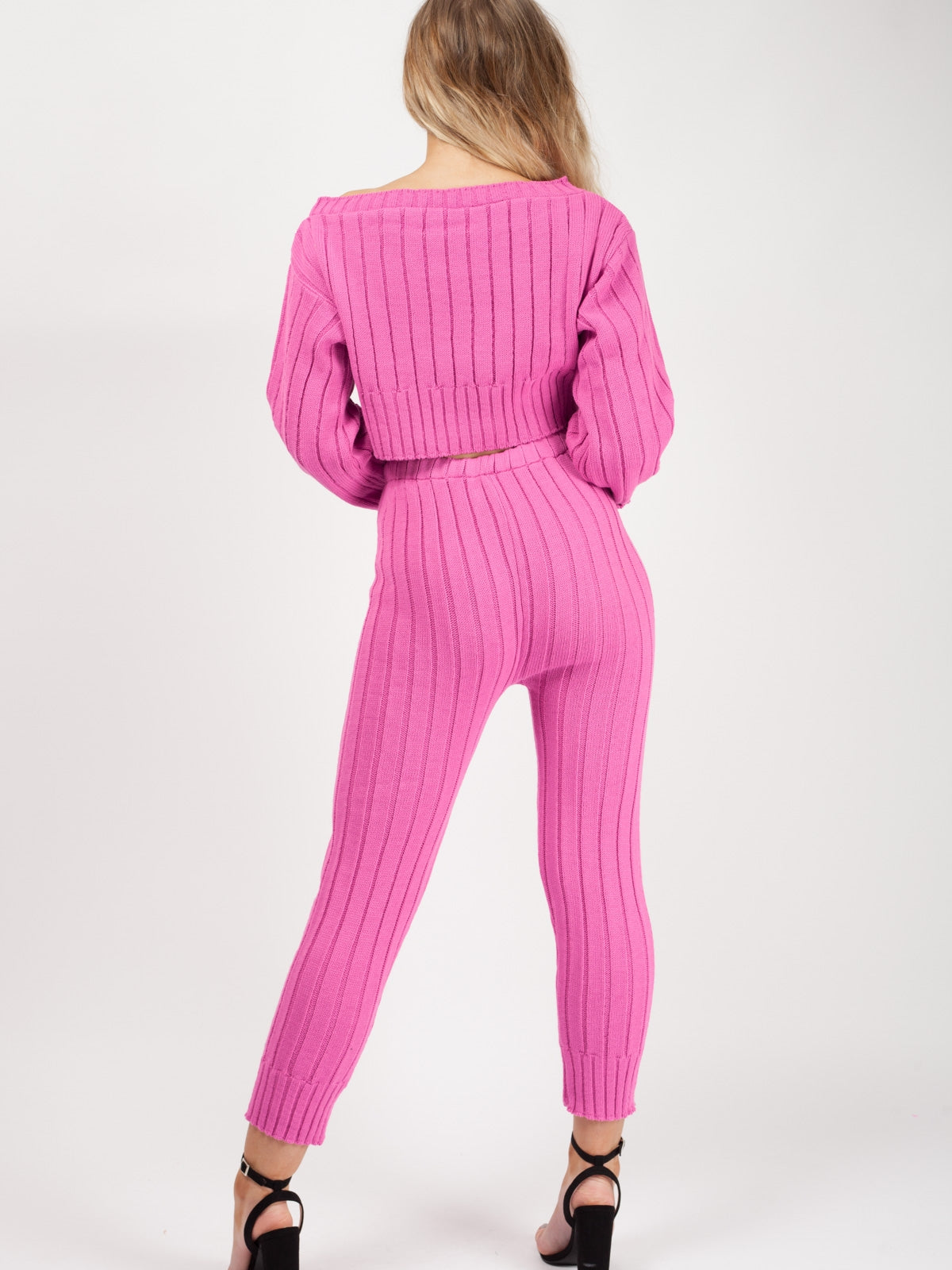 Ribbed Knitted Crop Top & Bottom Loungewear