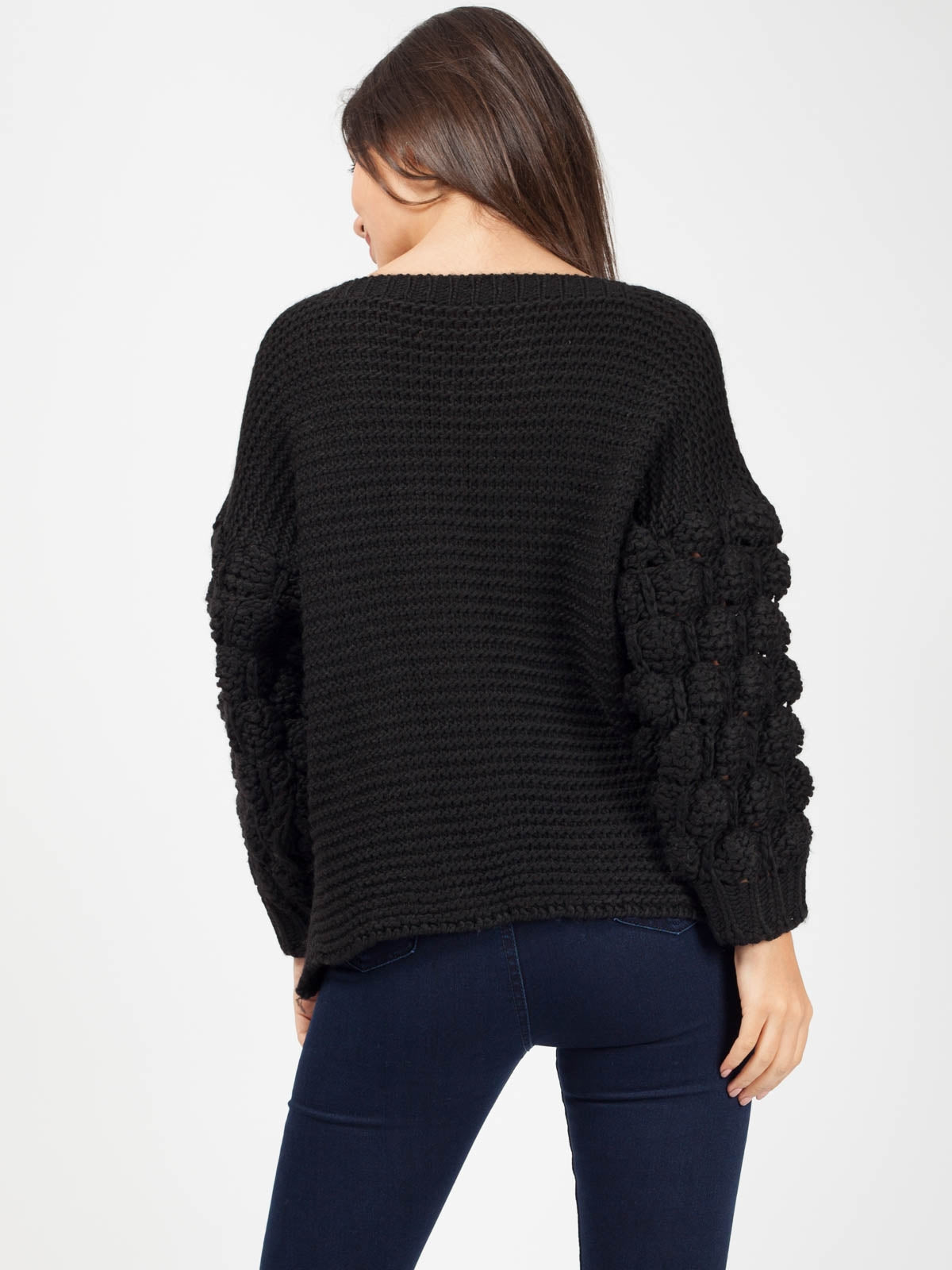 Bobble Sleeve Knitted Jumper