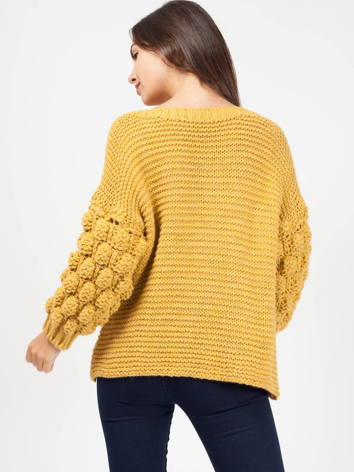 Bobble Sleeve Knitted Jumper