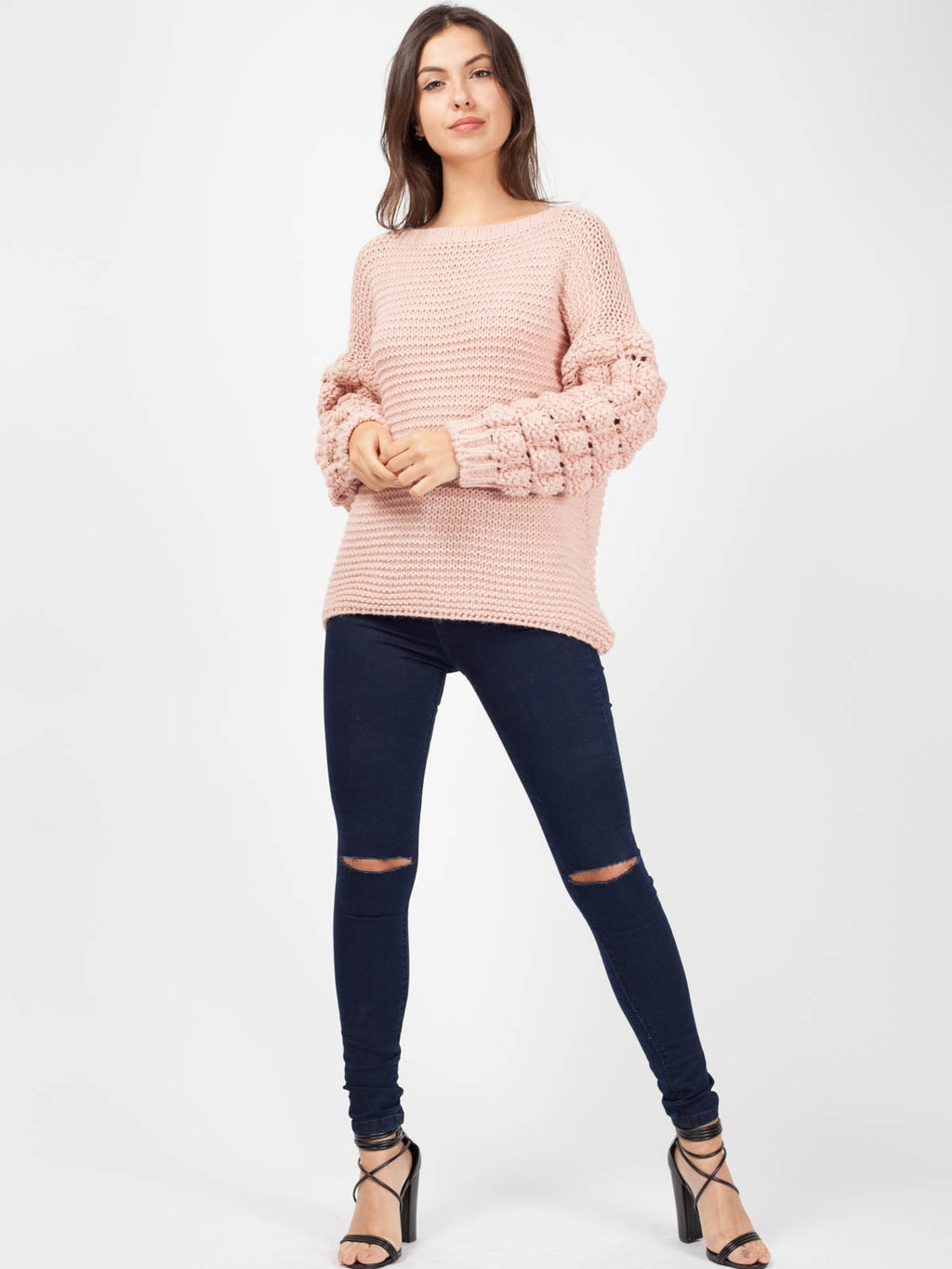 Bobble Sleeve Knitted Jumper