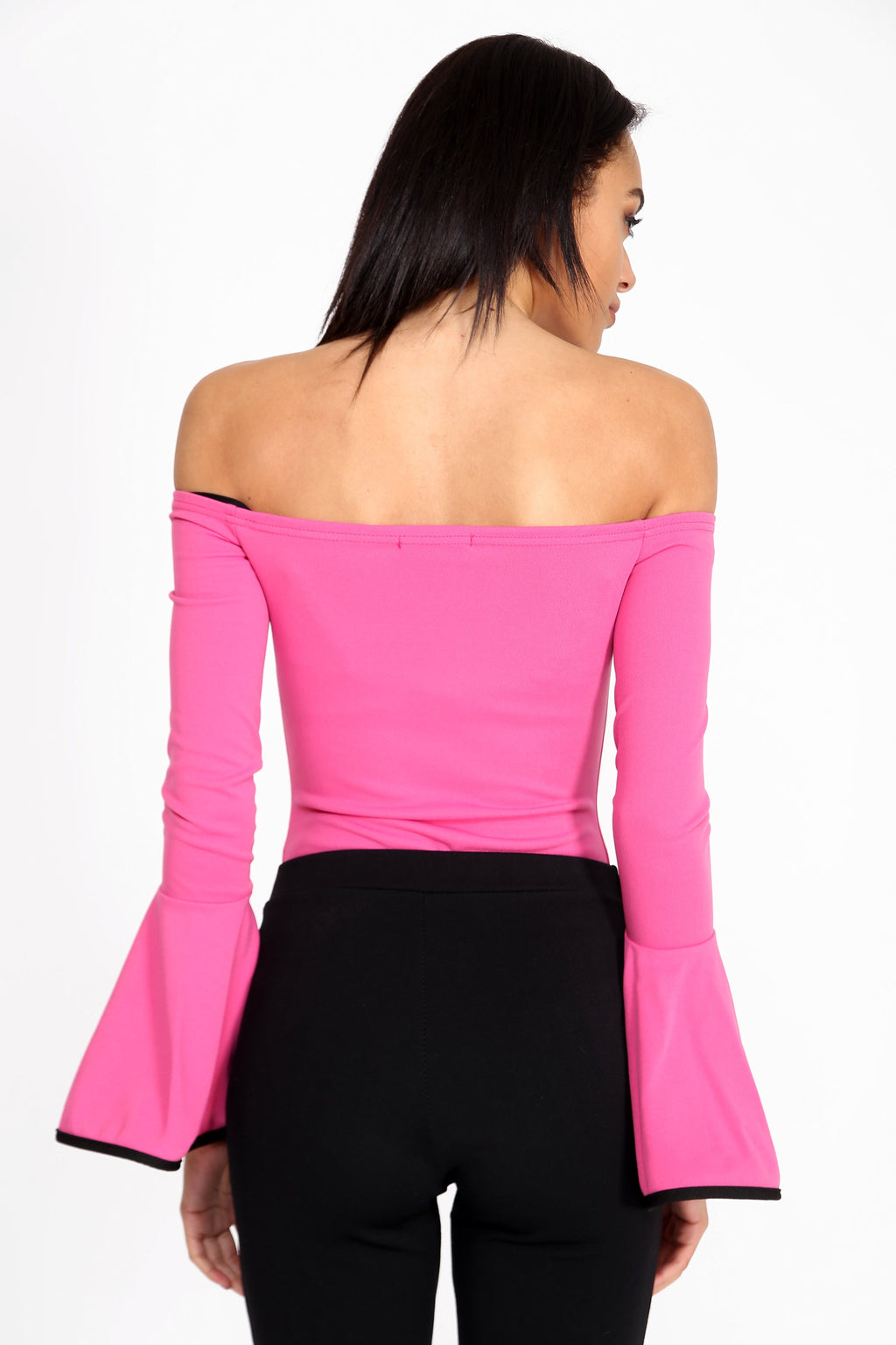 Contrast Bell Sleeve Bardot Bodysuit