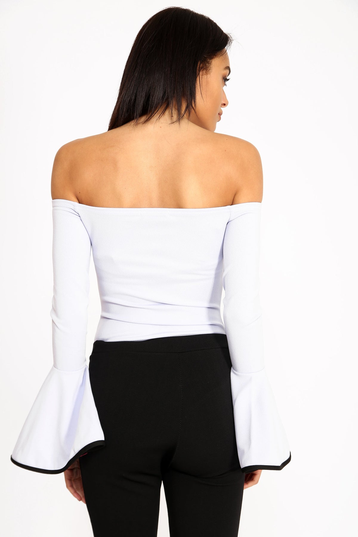 Contrast Bell Sleeve Bardot Bodysuit