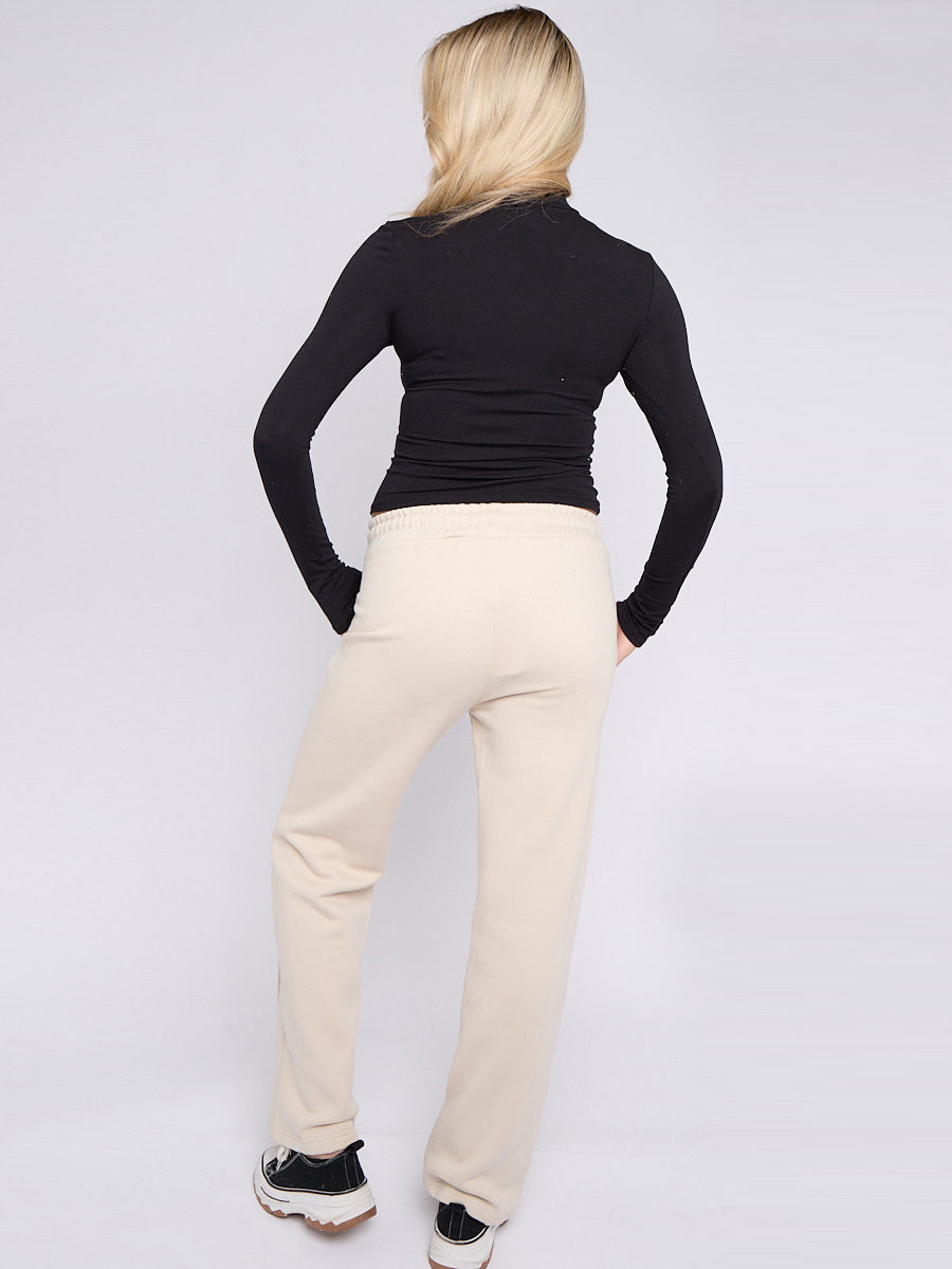 3 Seam Detail Wide Leg Fleece Joggers