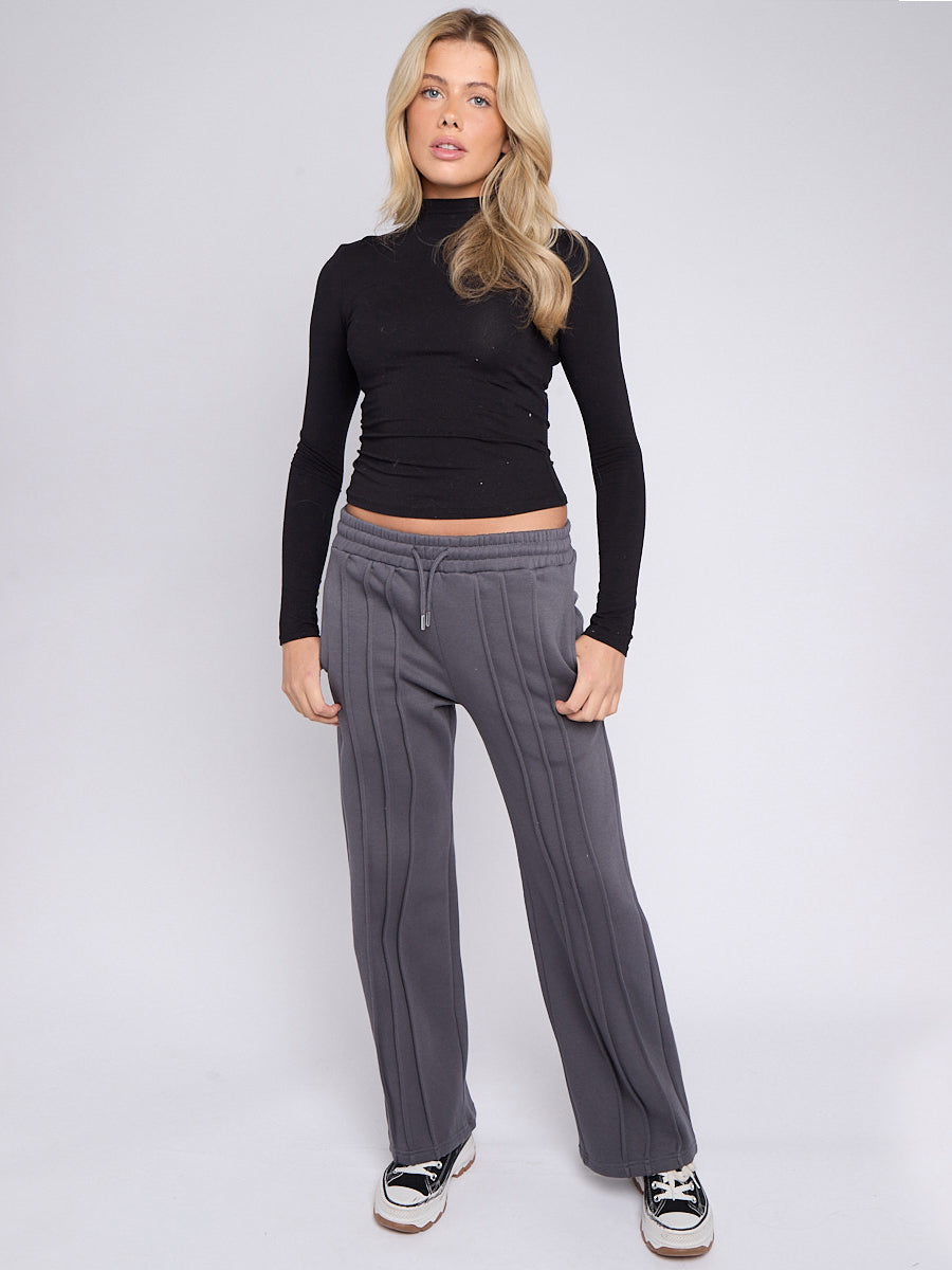 3 Seam Detail Wide Leg Fleece Joggers