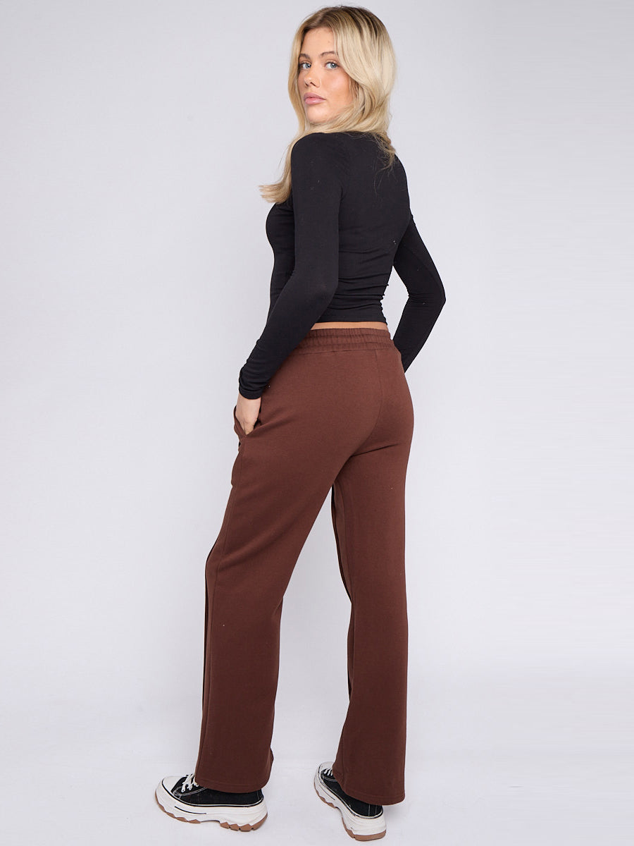 3 Seam Detail Wide Leg Fleece Joggers