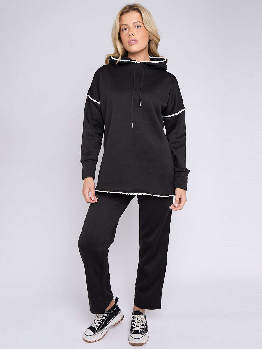 Blanket Stitch Hoodie & Wide Leg Trousers Co-ord