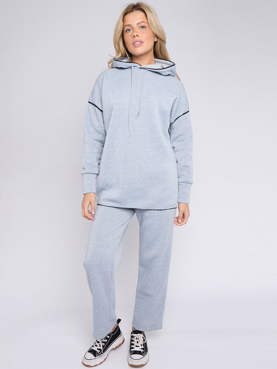 Blanket Stitch Hoodie & Wide Leg Trousers Co-ord