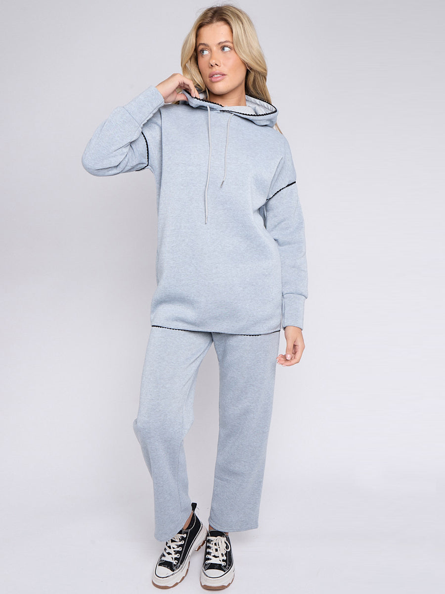 Blanket Stitch Hoodie & Wide Leg Trousers Co-ord