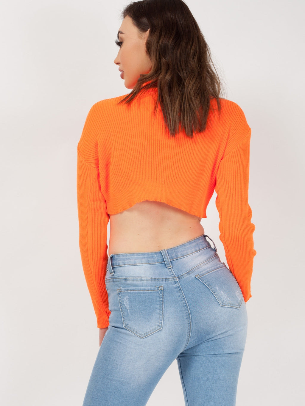 Roll Neck Knitted Cropped Jumper
