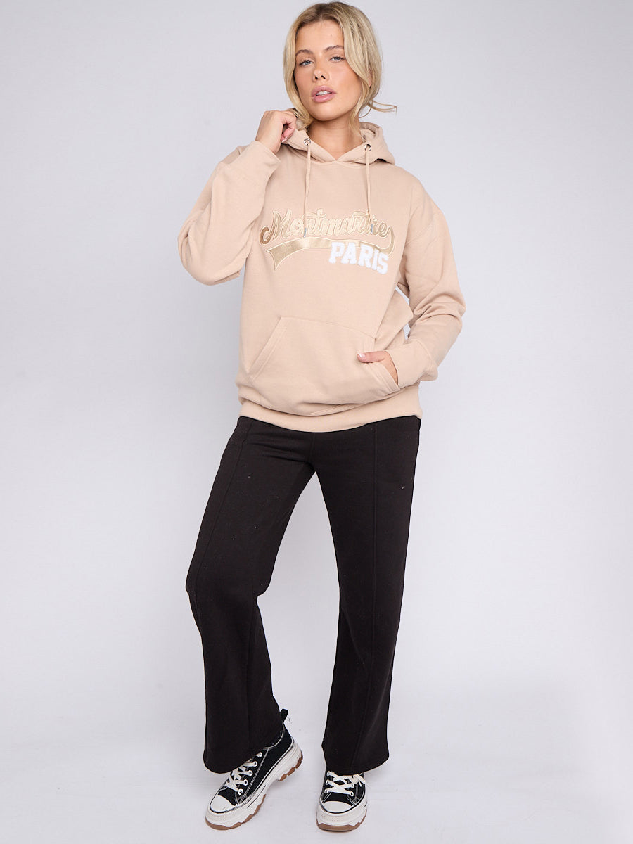 Embroidered Montmartre Paris Fleece Hoodie
