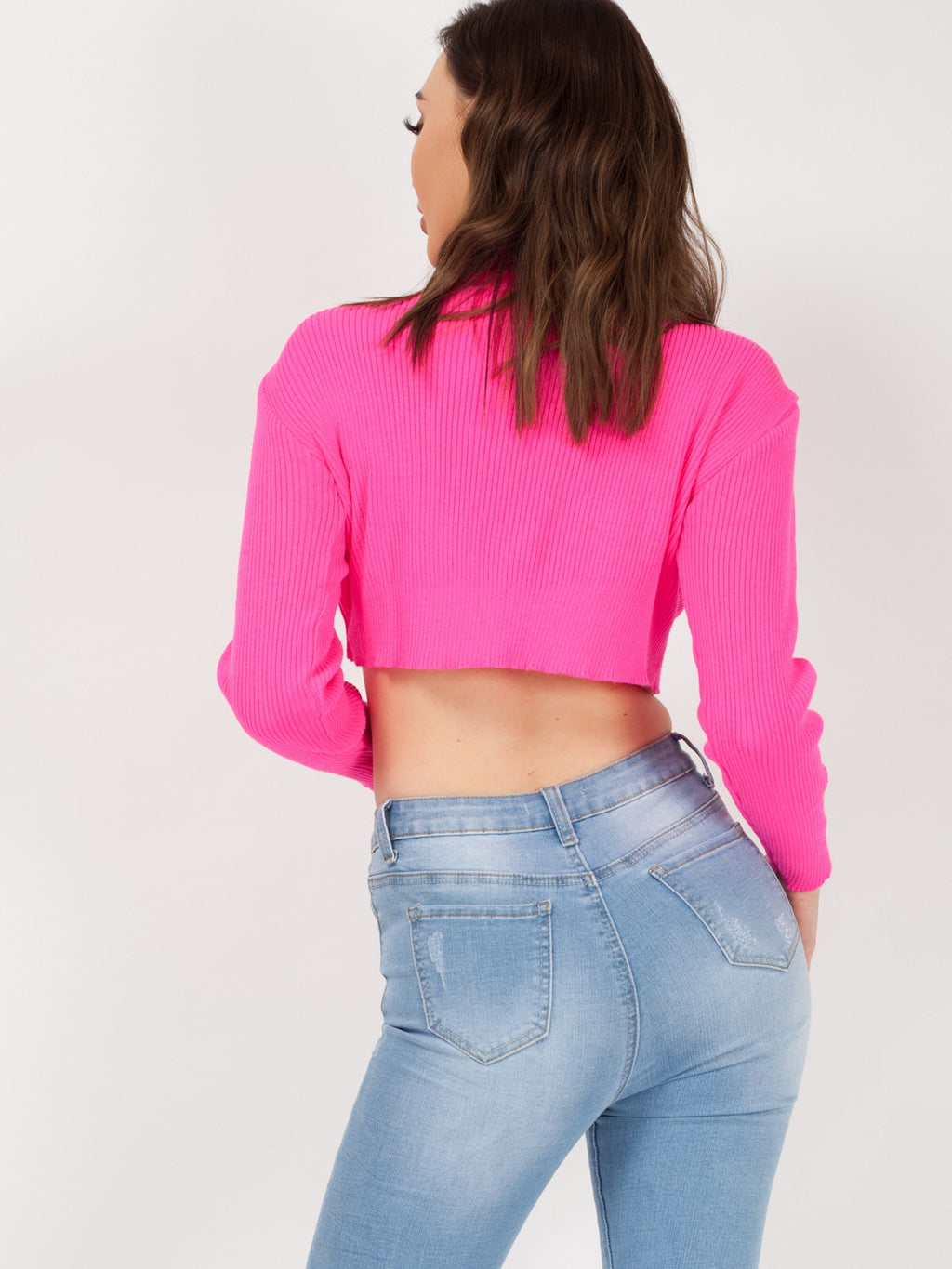 Roll Neck Knitted Cropped Jumper