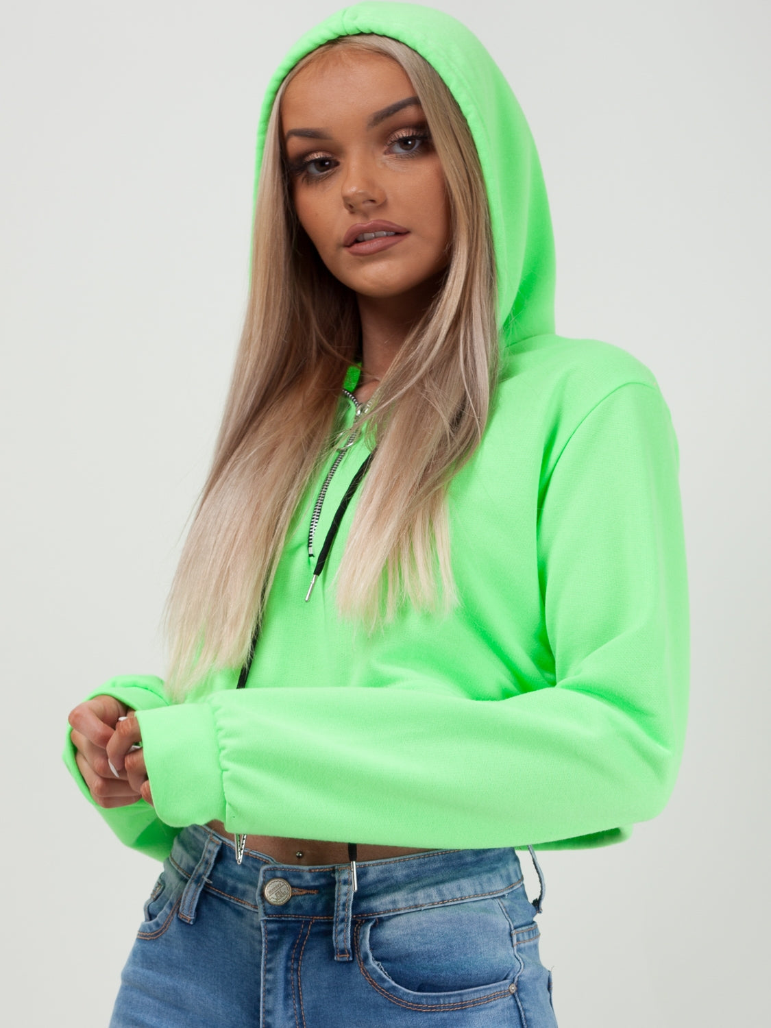 Zip Up Cropped Hoodie