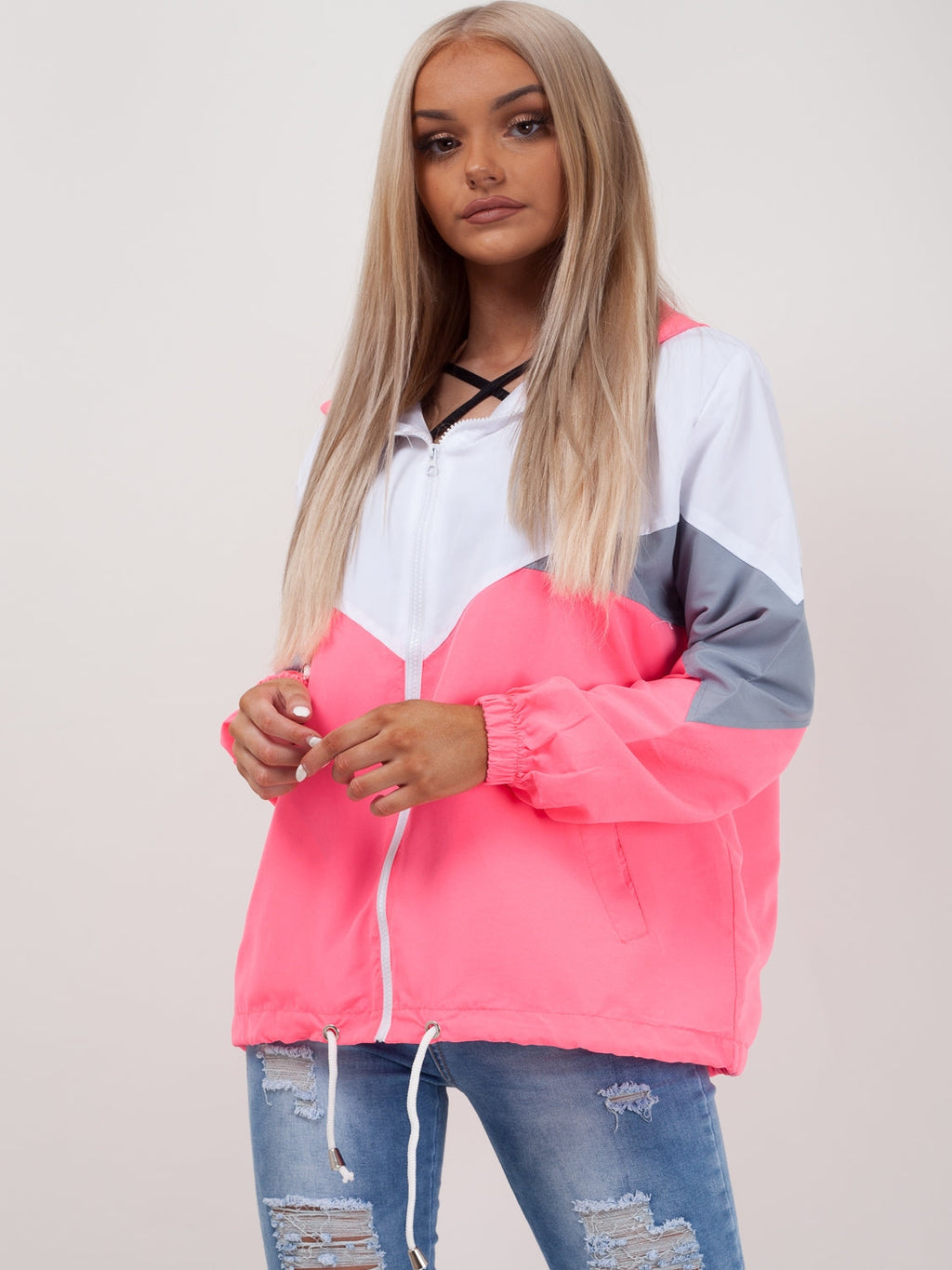 Contrast Colour Block Festival Jacket
