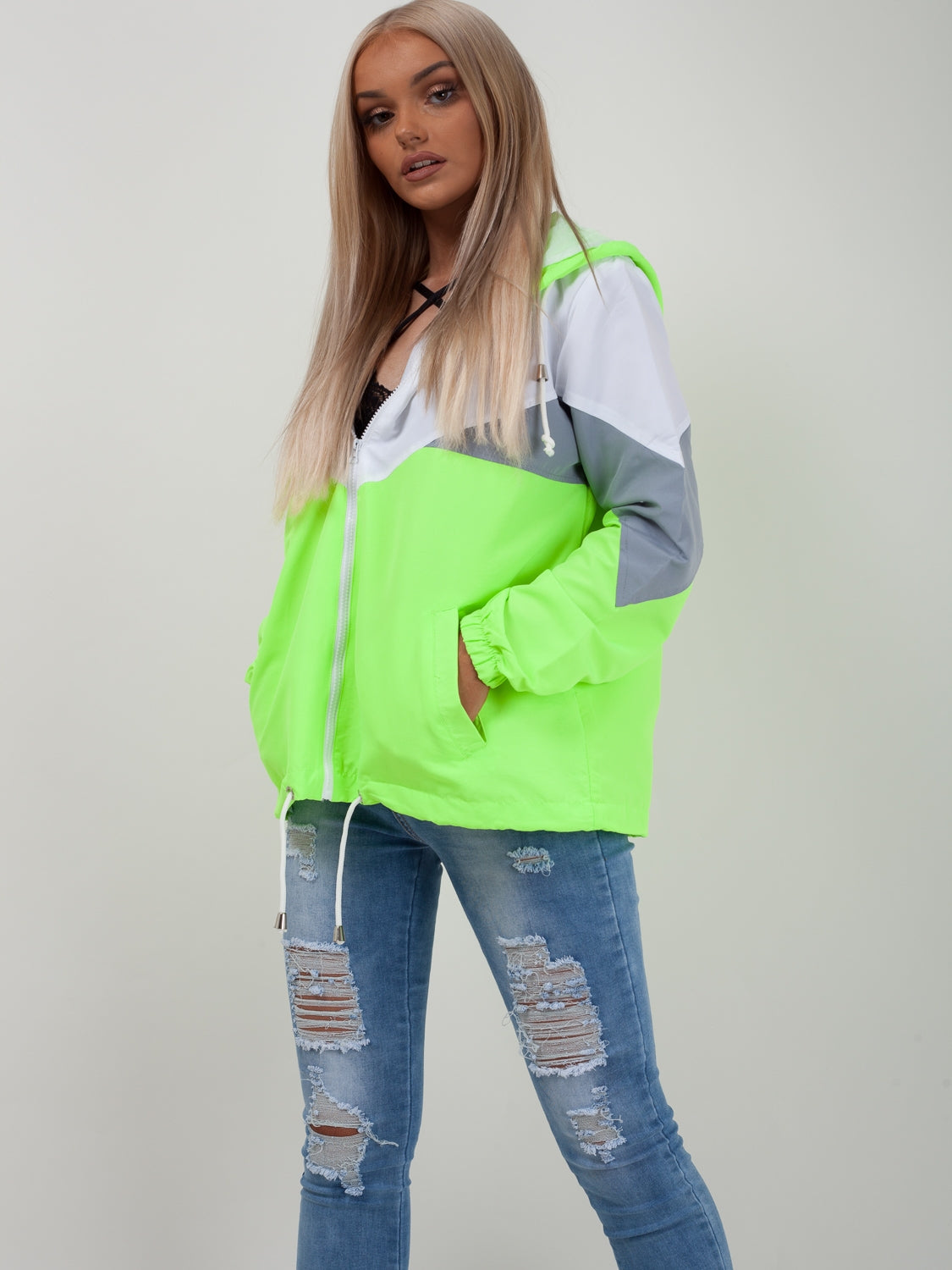 Contrast Colour Block Festival Jacket