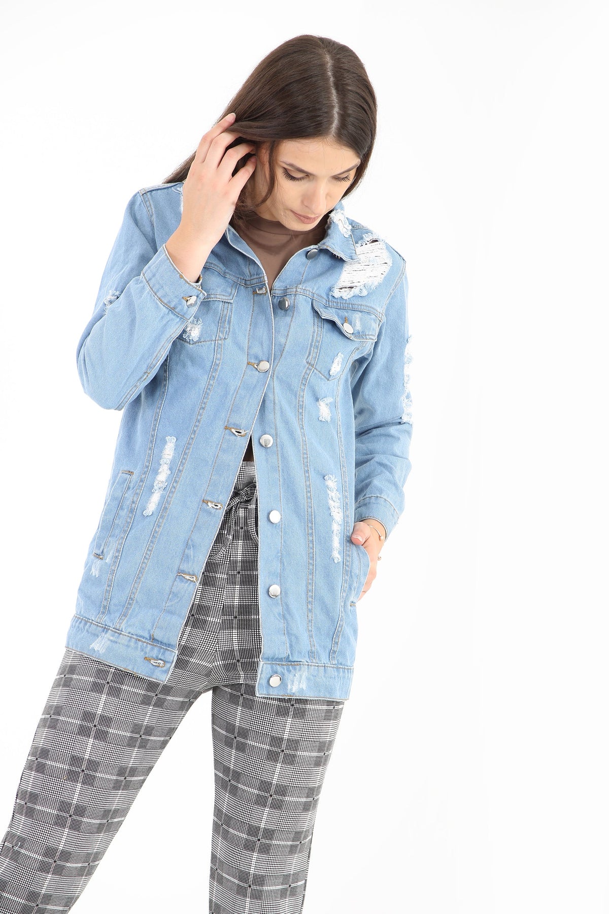 Distressed Back Denim Jacket