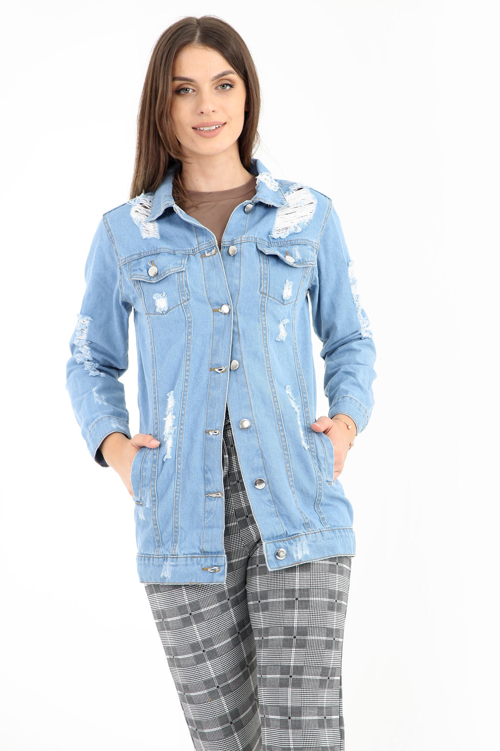 Distressed Back Denim Jacket