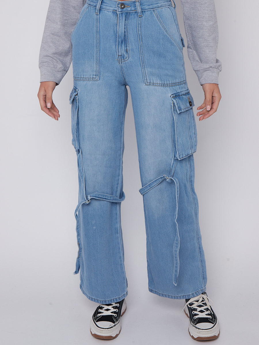 High Waist Wide Leg Cargo Jeans