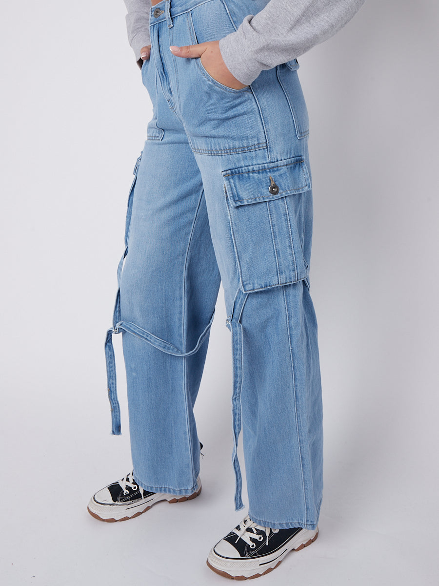 High Waist Wide Leg Cargo Jeans