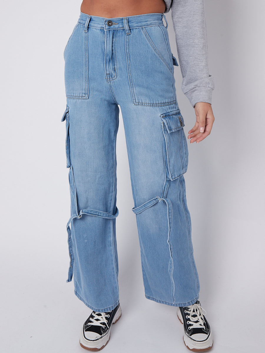 High Waist Wide Leg Cargo Jeans