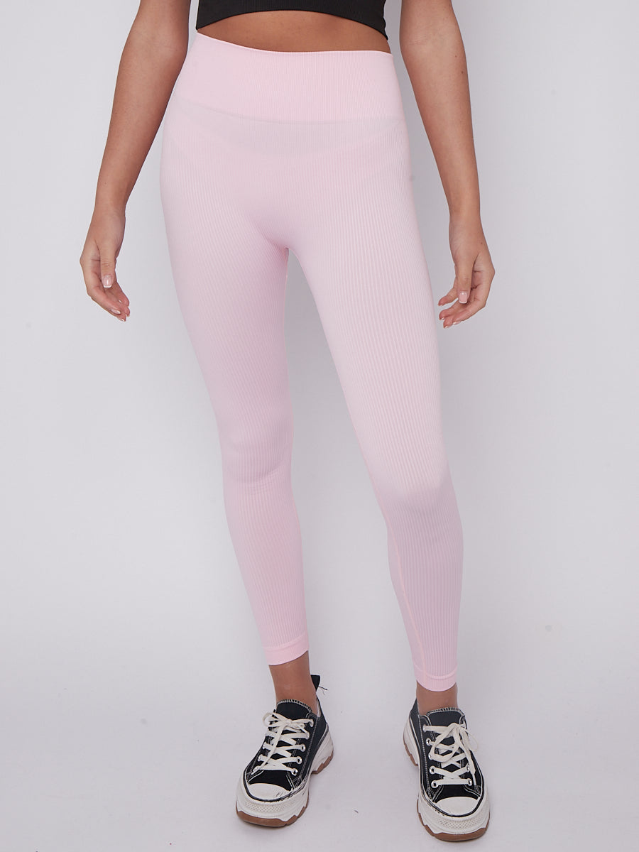 Stretchy High Waisted Ribbed Leggings
