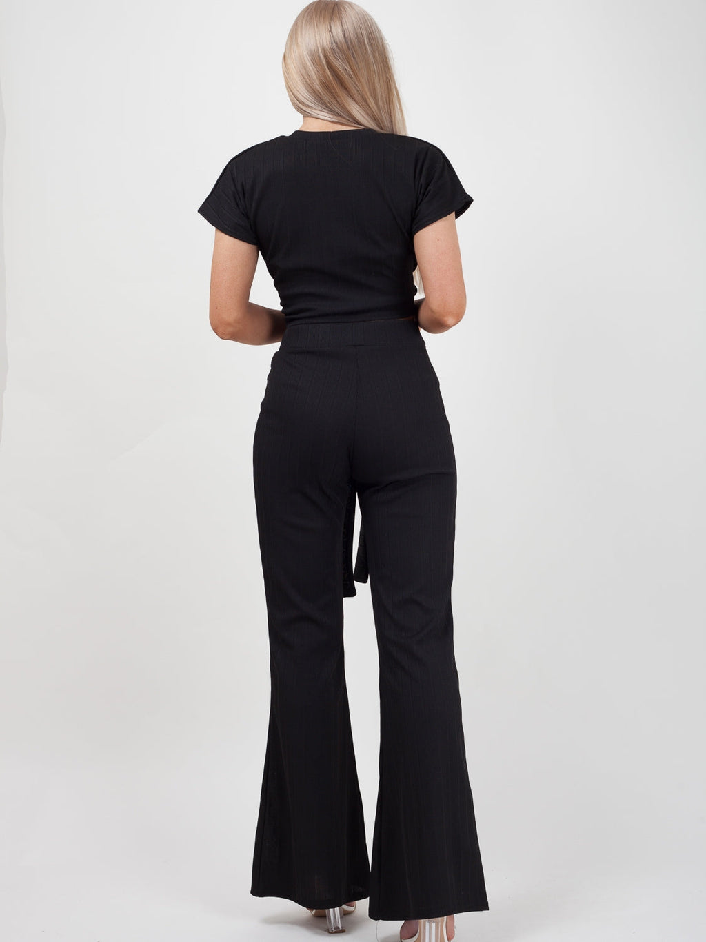 Ribbed Tie Knot Crop Top & Trouser Co-ord