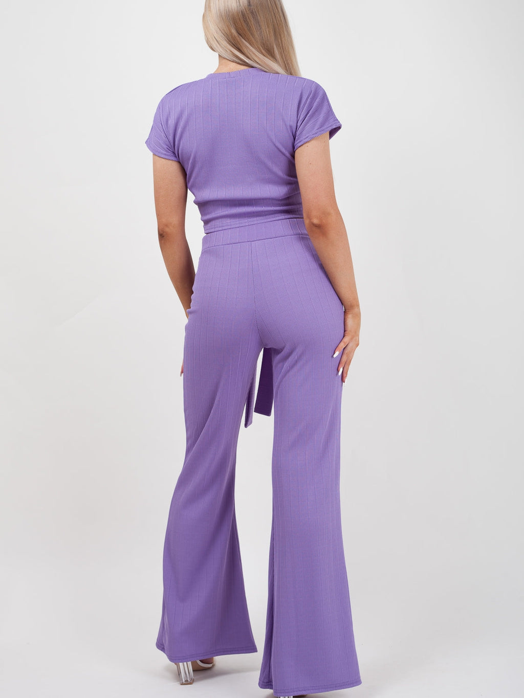 Ribbed Tie Knot Crop Top & Trouser Co-ord
