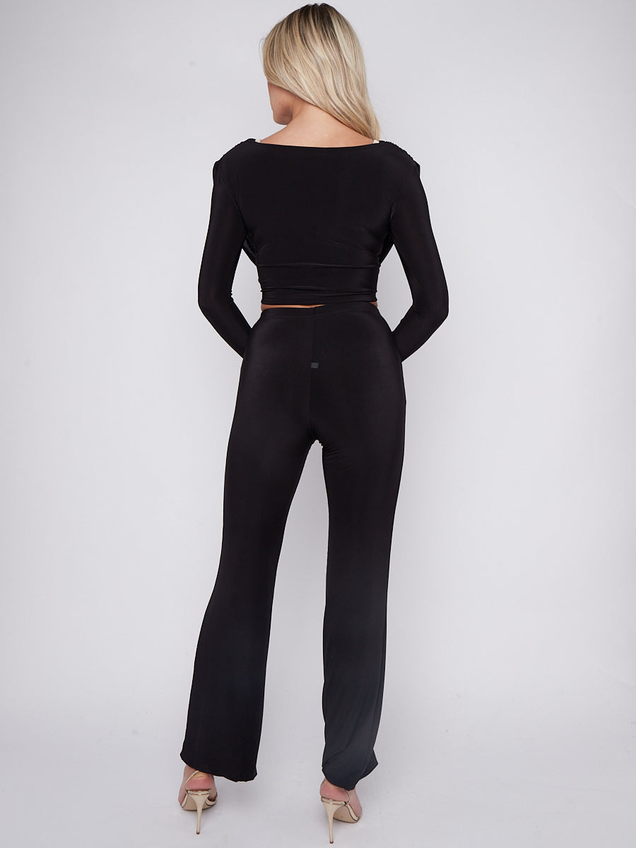 Slinky Draped Cowl Neck Crop Top & Trouser Co-ord