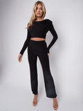 Slinky Draped Cowl Neck Crop Top & Trouser Co-ord
