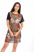 Floral Embroidered Mesh Dress