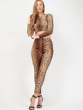 Leopard Print Velvet Crop Top & Trouser Co-ord