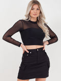 Cargo Style Mini Denim Skirt