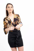 Patterned Print Wrap Front Bodysuit
