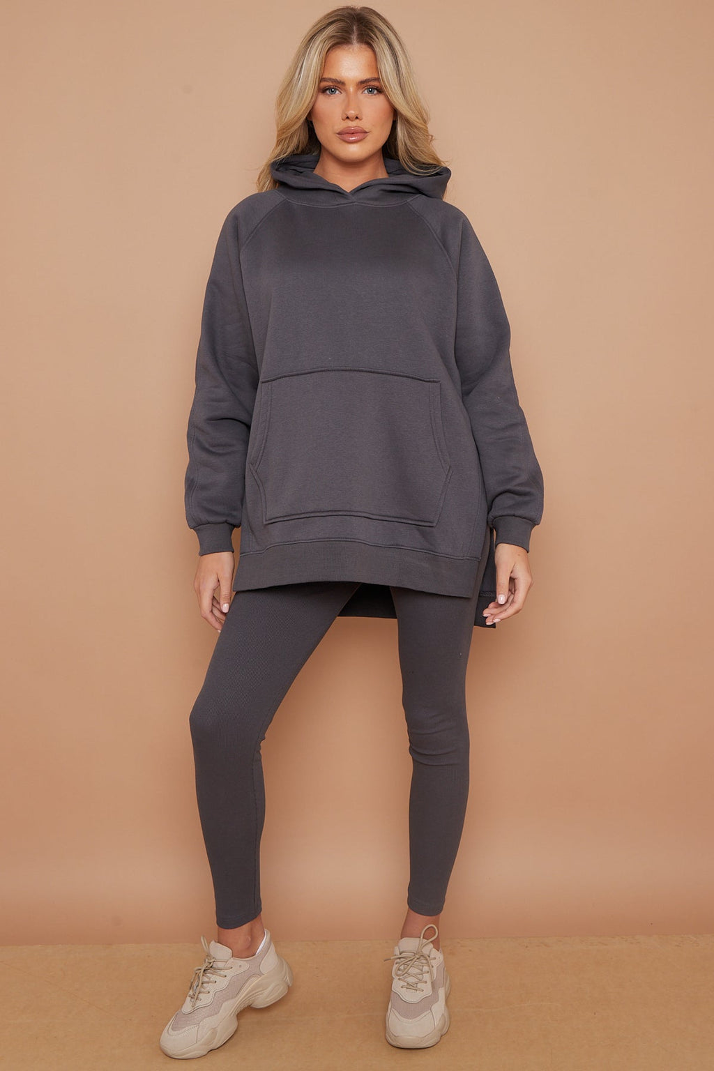 Oversized Split Sides Hoodie & Ribbed Leggings Co-ord