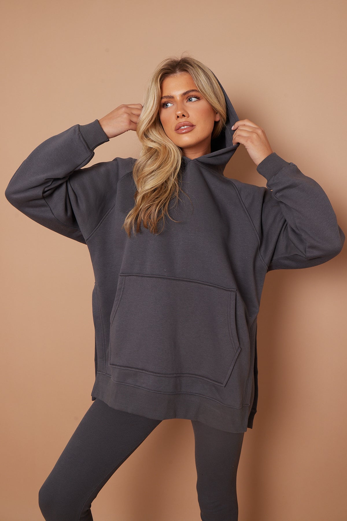 Oversized Split Sides Hoodie & Ribbed Leggings Co-ord