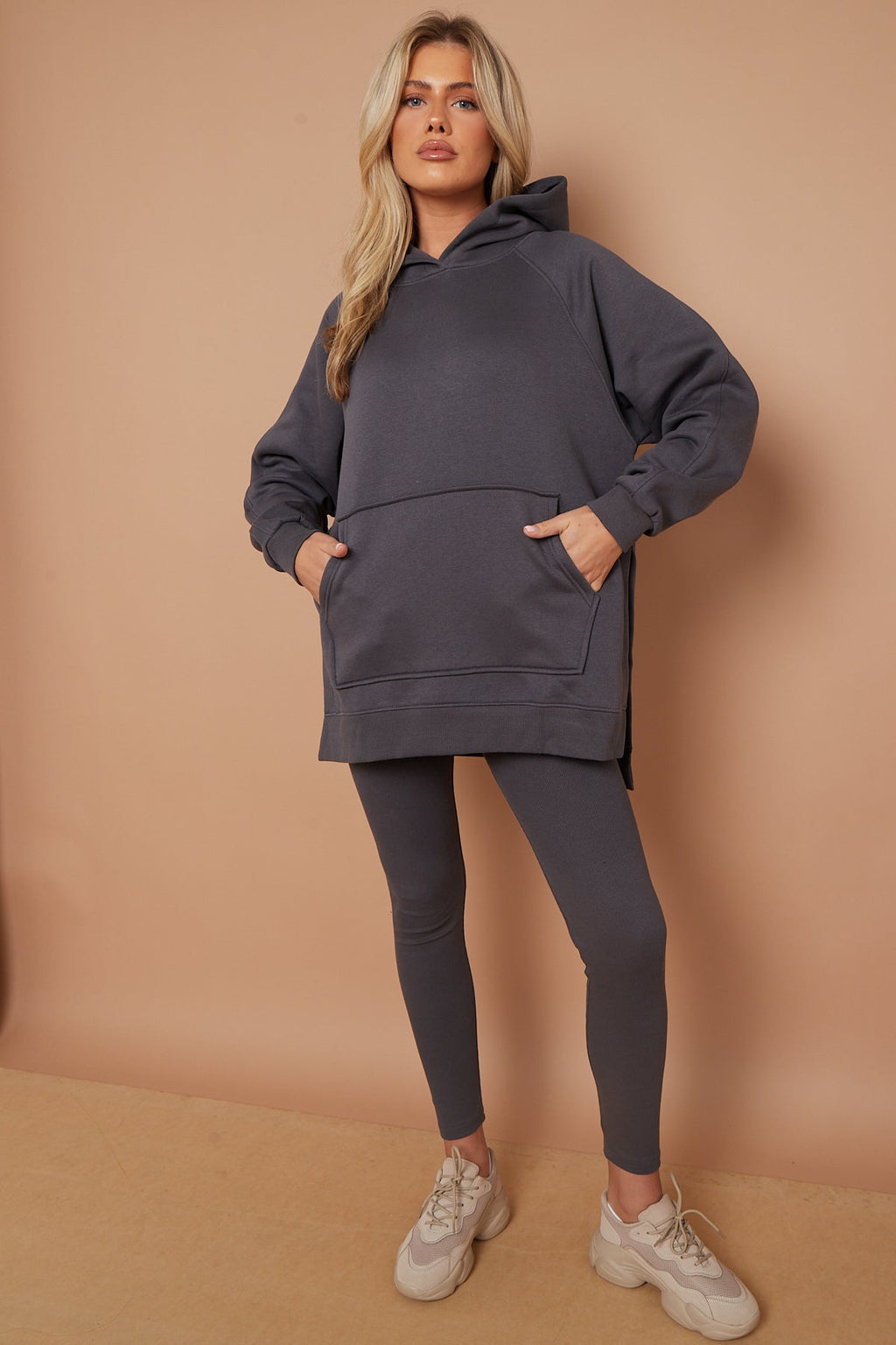 Oversized Split Sides Hoodie & Ribbed Leggings Co-ord
