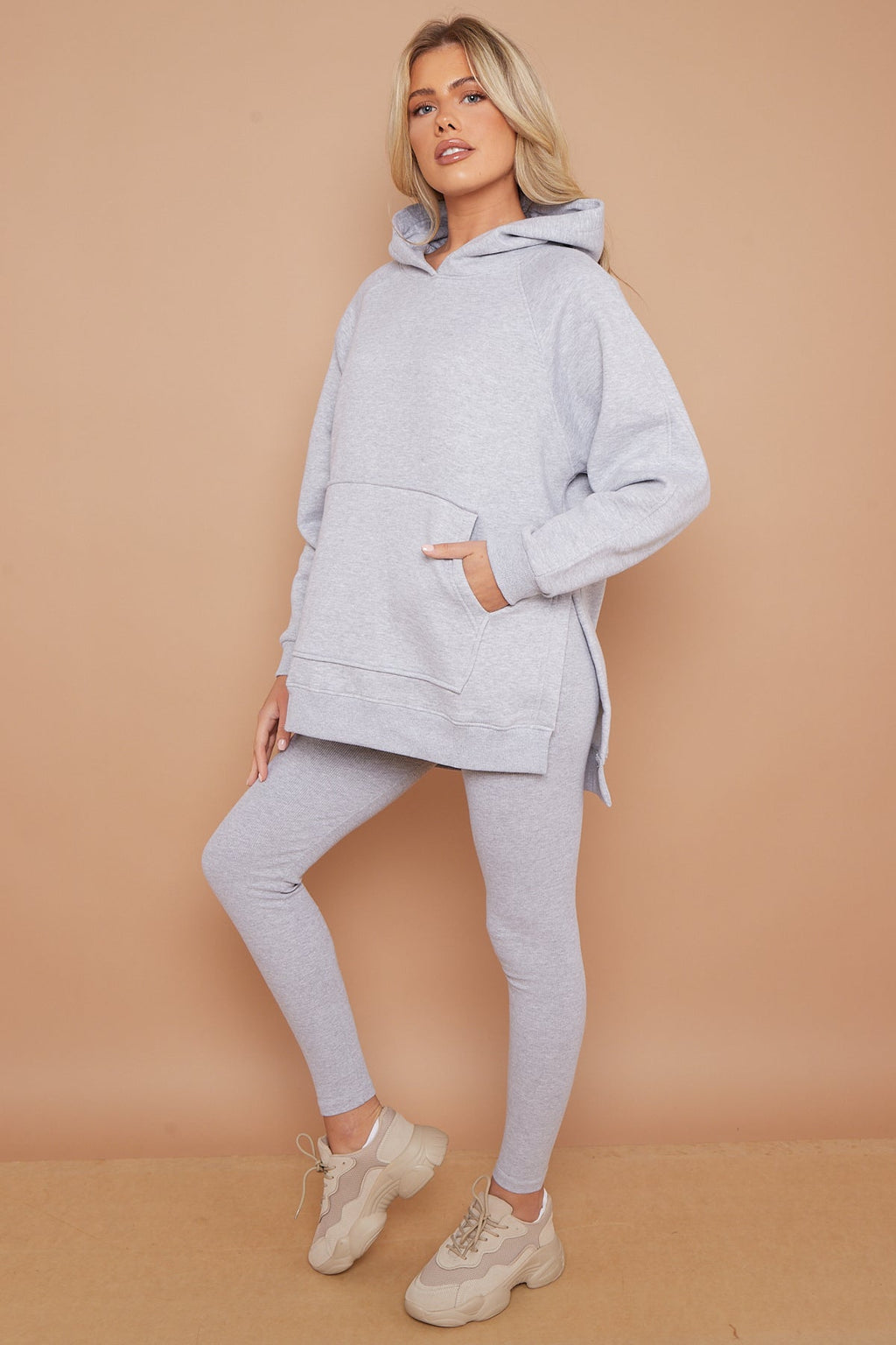 Oversized Split Sides Hoodie & Ribbed Leggings Co-ord