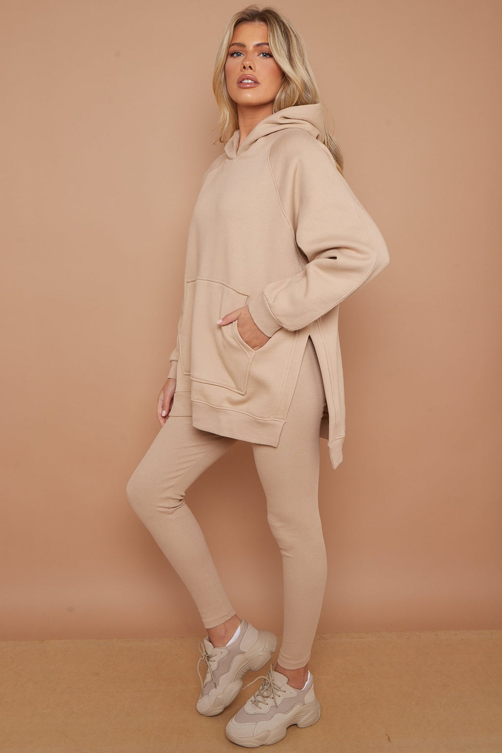 Oversized Split Sides Hoodie & Ribbed Leggings Co-ord