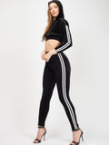 Emily Side Stripe Velour Cropped Tracksuit