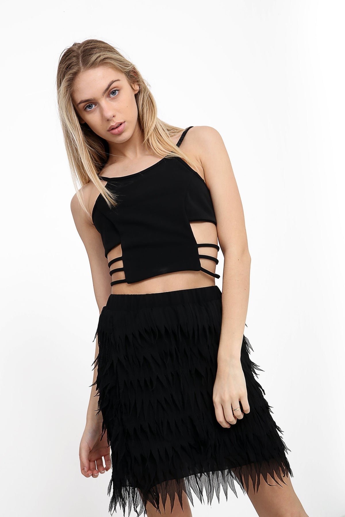 Cut Out Sides Cami Crop Top