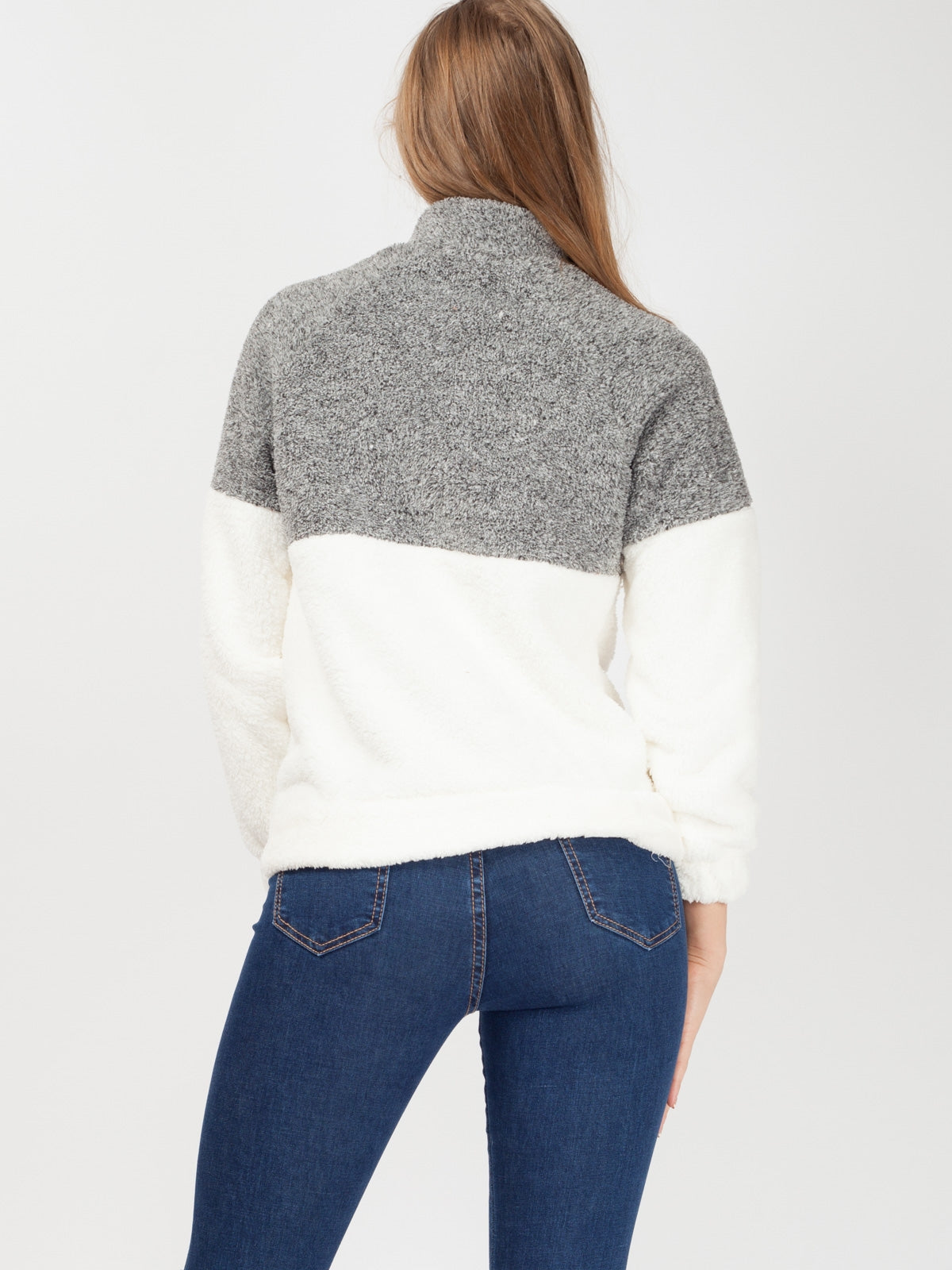 Two Tone Faux Fur Sweat Jumper