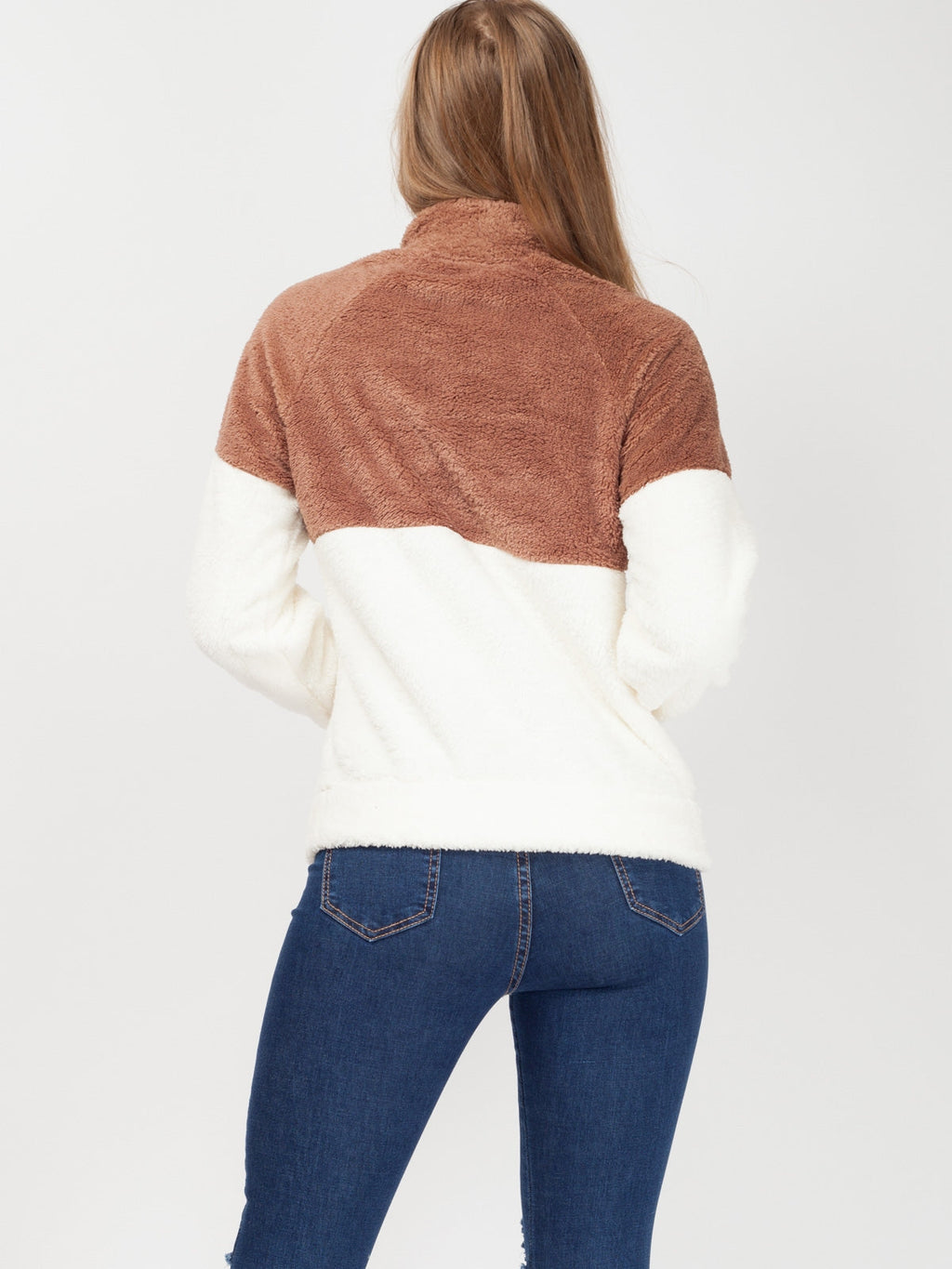 Two Tone Faux Fur Sweat Jumper