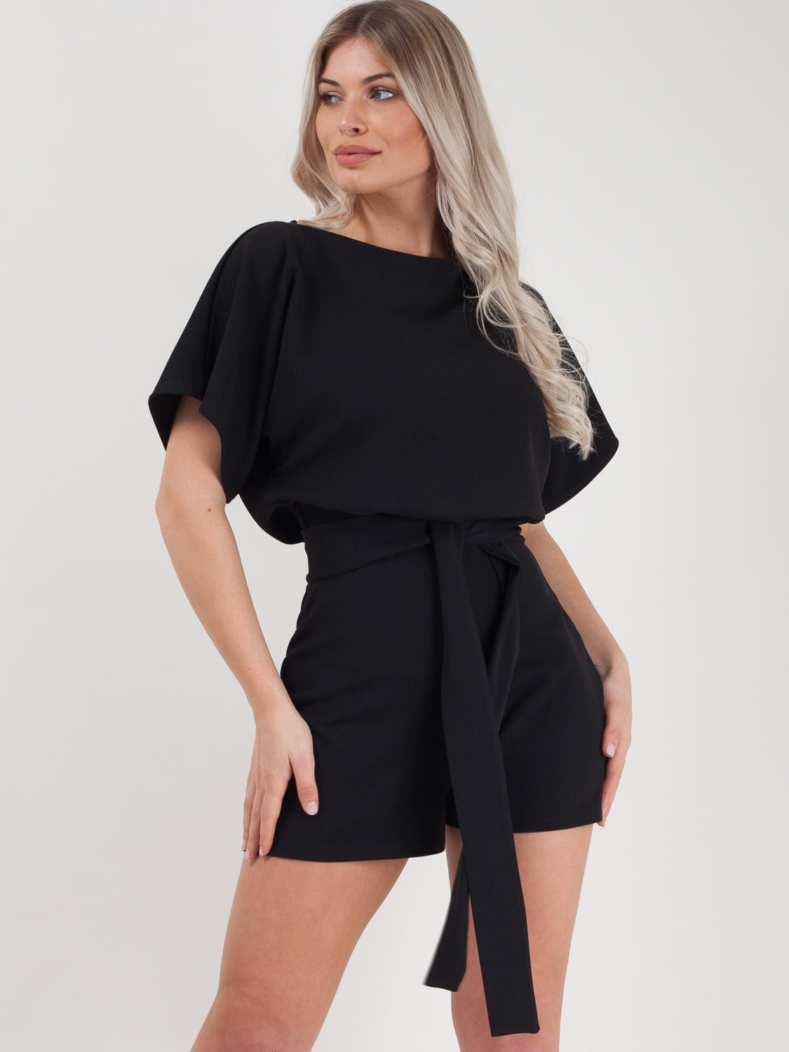 Batwing Style Belted Playsuit