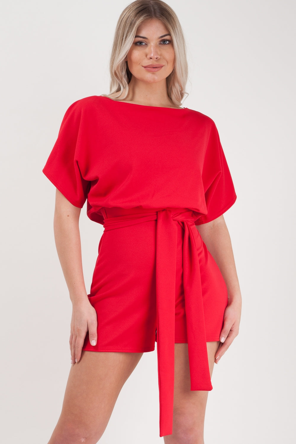 Batwing Style Belted Playsuit